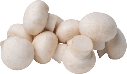 button mushroom cut out on transparent background.