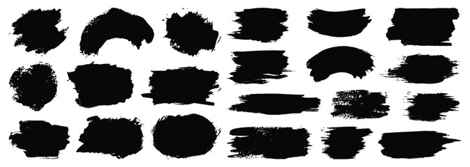 Abstract vector paint set. Isolated grunge elements for paper design. Ink paint brush stains or spots on white background
