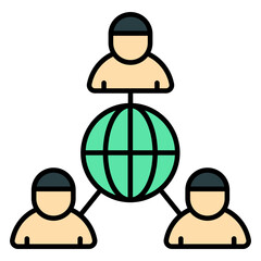 A premium download icon of global team  