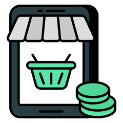 Modern design icon of mobile shopping