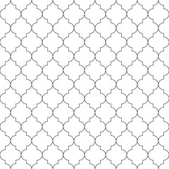 Seamless pattern with ogee ornament. Oriental traditional ornamentation with repeated rounded shapes. Window tracery wallpaper. Grid motif. Digital paper, textile print, web design. Vector image.