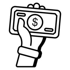 Hand giving money icon in solid design