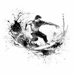 Surfer Athelete Logo. Generative AI