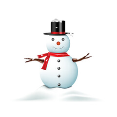 vector illustration christmas snowman on the white background.3d illustration template.