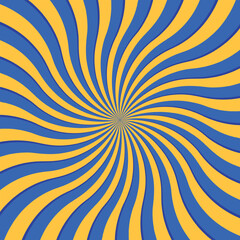 Circular Spiral Blue Yellow Striped Background Square - Sunburst, Radial