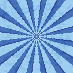 Circular Blue Aqua Navy Striped Background Square with Psychedelic Effect - Sunburst, Radial