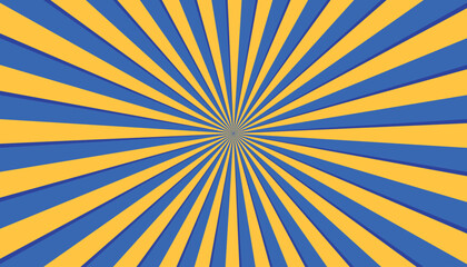 Circular Blue Yellow Striped Background Rectangle - Sunburst, Radial