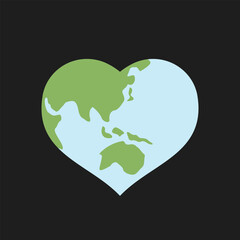 Heart shaped earth. Environment care. Save and love the planet.