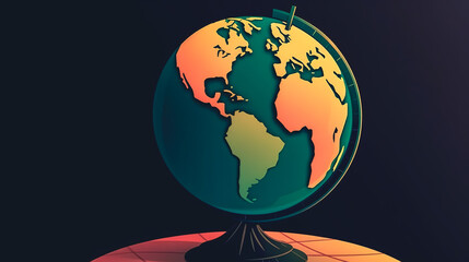Globe on a black background close-up, generative AI.