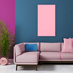 modern interior design 3D render of living room 