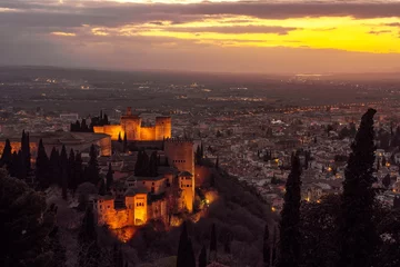 Foto op Aluminium Sunset over Alhambra palace in Granada, Andalucia, Spain. © Jiri Castka