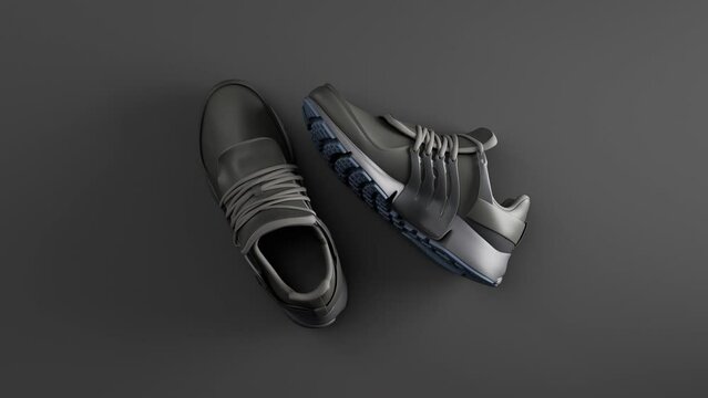 Dynamic lighting in a concept product presentation shoe. 3D rendering