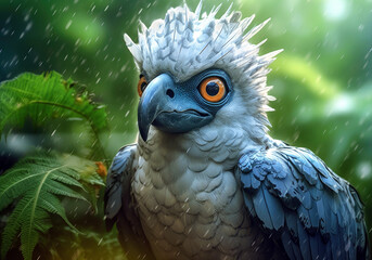 tropical harpy eagle bird, bright wildlife, vibrant blured background, Generative AI - obrazy, fototapety, plakaty
