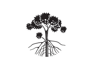 mangrove tree and roots icon vector