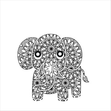 Animal Mandala Coloring Page For Kids And Adults. Vector, Illustration, image, photo, icon coloring page