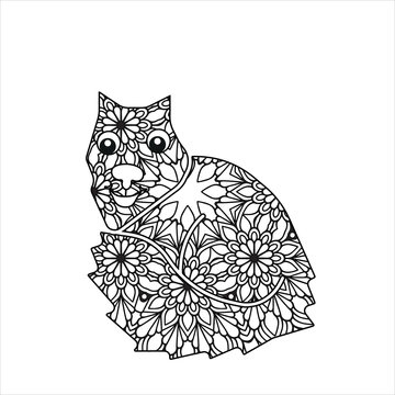 Animal Mandala Coloring Page For Kids And Adults. Vector, Illustration, image, photo, icon coloring page