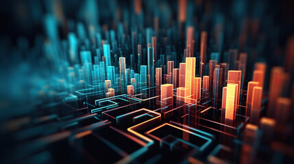 Obraz premium Modern digital abstract 3D background. Can be used in the description of network abilities, technological processes, digital storages, science, education, etc. Copy space. Based on Generative AI
