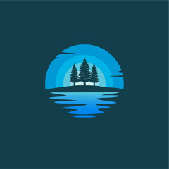 Pine tree silhouette logo design vector illustration
