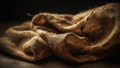 Obraz premium Woven burlap sack, rustic backdrop, textured effect generated by AI
