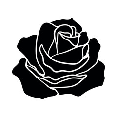 Rose bud icon. Simple elegant rose flower pattern for wedding invitations and cards.