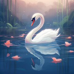 graceful swan created with generative AI software