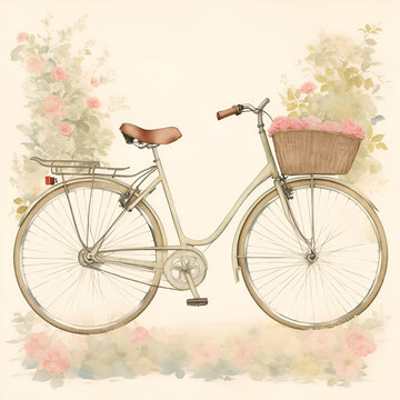 Generative_AI_Vintage_bike_pencil_sketch_centered_with_pink_roses_4