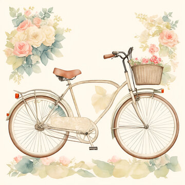 Generative_AI_vintage_romantic_bike_pencil_sketch_centered_ephemera_paper_1