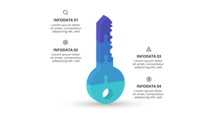 Key concept for infographic with 4 steps, options, parts or processes. Business data visualization.
