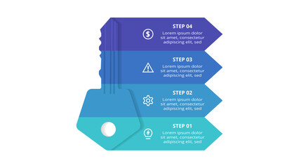 Key concept for infographic with 4 steps, options, parts or processes. Business data visualization.