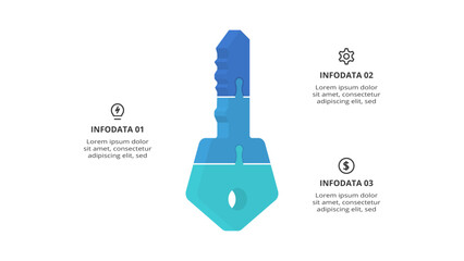 Key concept for infographic with 3 steps, options, parts or processes. Business data visualization.