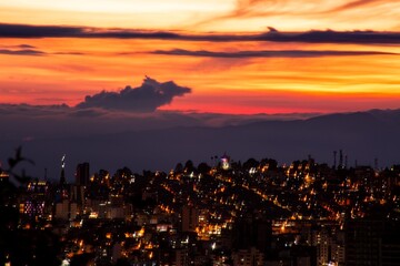 Fototapeta premium Beautiful city summer sunset - Manizales town - Colombia