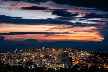 Fototapeta na wymiar Beautiful city summer sunset - Manizales town - Colombia