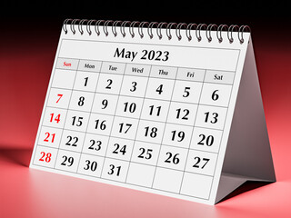 One page of the annual business desk monthly calendar. Date - april May 2023