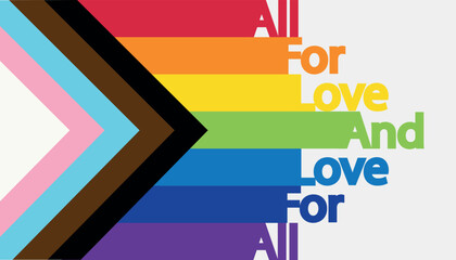 All for love and love for all, LGBT flag and inscription