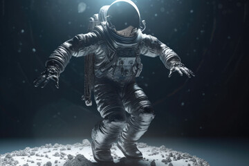Fototapeta premium An astronaut in a spacesuit performing a dance in a secret location. Generative AI