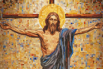 Jesus Christ on the cross - AI Generated - obrazy, fototapety, plakaty