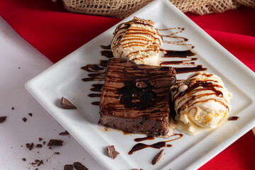Chocolate Brownie with Vanilla Ice Cream