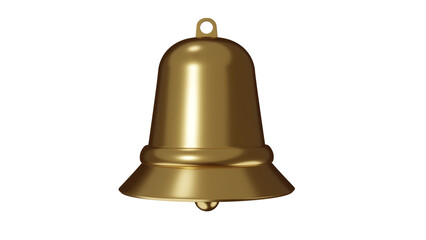 Golden shiny bell isolated on transparent background. Minimal concept. 3D render