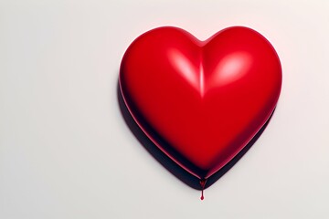 Generative AI. Illustration of a heart with a drop of blood on a gray background