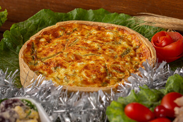 leek quiche. cheese quiche with leek..Served at festive Dinner