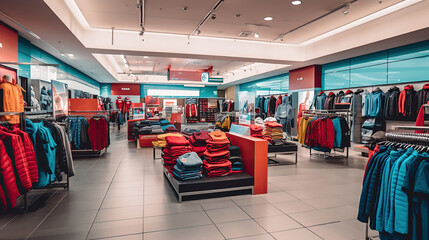 sport clothes store in shopping mall. Generative Ai
