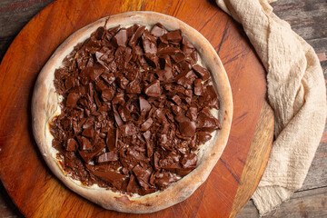 Chocolate pizza. Brazilian sweet pizza
