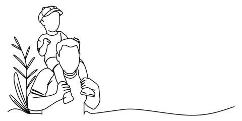 Fathers day line art vector illustration