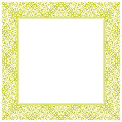 Decorative frame Elegant vector element for design in Eastern style, place for text. Floral yellow and white border. Lace illustration for invitations and greeting cards