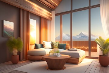 Luxury apartment suite lounge, AI generated.