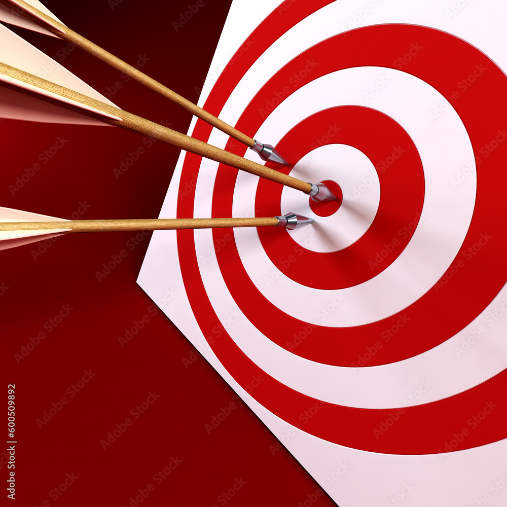 Poster 3d rendering of the arrows and target