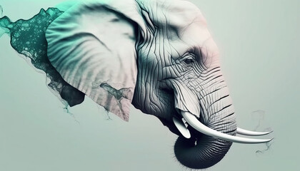 Elephant animal abstract wallpaper. Soft background tusker in Pastel colors generative ai