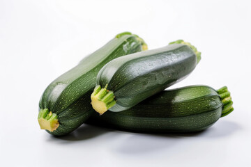 Green zucchini on a white background. AI Generated