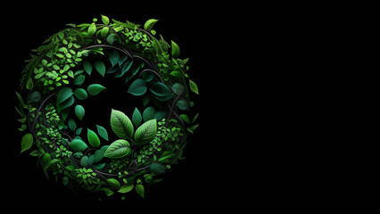 Fototapeta premium Circle with jungle leaves, concept save planet. Generated AI