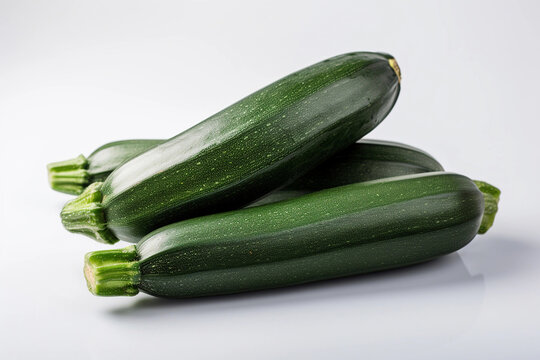 Green zucchini on a white background. AI Generated